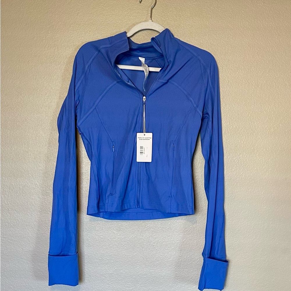 NWT Solid Zip Up Long Sleeve Ribbed Active Jacket